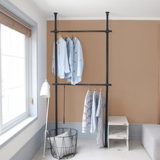 디베르 프리미엄 철제행거 2단, 블랙 + 블랙