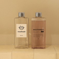 마우스워시 국내산 제족 가글 소분용기 350ml x 2p + 마우스 워시 2종 x 2p 세트, 투명, 1세트