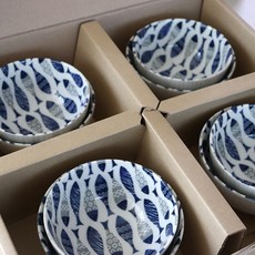 HAKOYA OTOTO 美濃燒飯碗湯碗 8件組, 1套, 藍色, 飯碗 4入 + 湯碗 4入