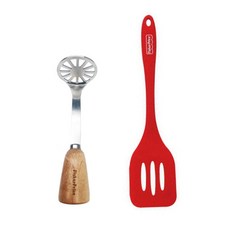 fisher-price 費雪 食品攪碎機+矽膠烹飪鍋鏟, 混色(搗碎器)+紅色(鍋鏟), 1組