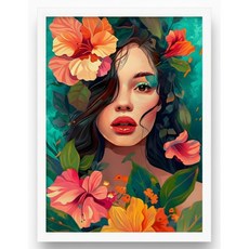 Bizforyou 北歐 Floral Portrait 鋁製壓克力畫框 P14, 白色