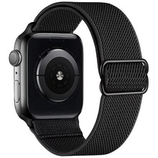 apent Apple Watch彈性尼龍錶帶 42/44/45mm, 黑色