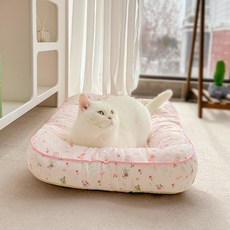 파스텔펫 반려동물 도톰 패턴 방수 쿠션, 핑크, 1개