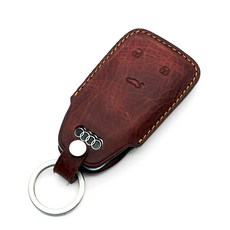 HOZ 스마트키 아우디 차키 케이스 A02, 은색(가죽장식), 버건디(가죽), 아우디_A02