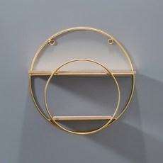 soonZAM 高級免鑽孔壁掛式室內裝飾重點小物圓形置物架, 混合顏色, 2層