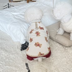 bydamsoomi 狗狗印地熊鋪棉胸背帶, 象牙白, 1個