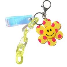 비팬시 패턴 스마일 아크릴 키링 가방 키홀더, 옐로우, 1개
