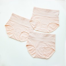 Mellowmute 棉質收腹Y區護理內褲 3件組, 蜜桃米色