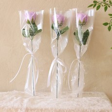 센트바스켓 비누꽃 쁘띠 장미 한송이 꽃다발, 라벤더, 3개