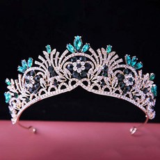 Estella自助婚紗花朵水晶奢華新娘頭飾 jbj258, 1個, 綠色