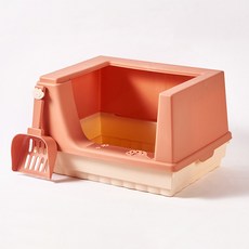 파스텔펫 고양이 사각 사막화방지 화장실 모래삽 세트, 오렌지, 1개