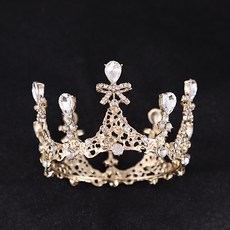 Estella 自助婚禮 H287 水晶蝴蝶結小皇冠 EST218, 1個, 金色