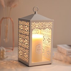 the Sweet 花紋簍空造型錶盤式燭燈+蠟燭 桉樹香 L號+燈泡組 2入 隨機出貨, 白色(融蠟燈)