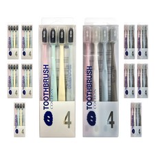 꼬숑 클린커버 칫솔 차콜 4종 x 6p +그로운 4종 x 6p 세트, 1세트