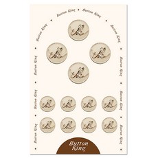 ButtonKing 女性西裝射出鈕扣 15mm 8入 + 21mm 4入 套組 Maison, 1套, 象牙白G