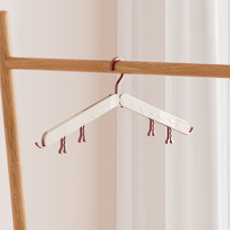 벨라픽 여행용 어깨뿔방지 집게포함 접이식 옷걸이, 레드, 3개