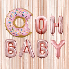 마켓감성 달콤도넛 생일파티세트 오베이비, 로즈골드, 1세트