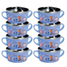 不鏽鋼機能性湯碗, 藍色, 8個