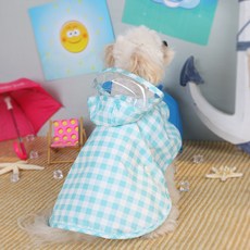 AMYLOVESPET 狗狗LA格紋雨衣斗篷, 藍色