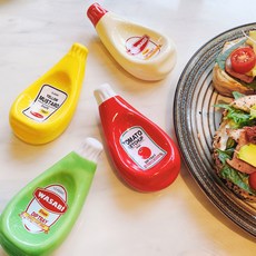 DG生活醬料瓶形狀小物 4種組 DG-08, 芥末、蛋黃醬、番茄醬、芥末
