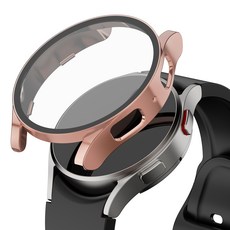 누아트 갤럭시워치 하드 케이스 풀커버 액정보호 강화유리 44mm 1개입, 로즈골드, 1개