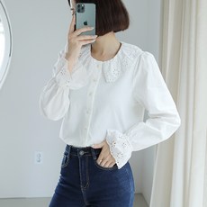 BBAE BBAE 女款蕾絲荷葉邊長袖雪紡衫
