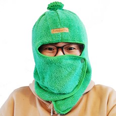 극세사 얼굴 마스크 두건 FREE, 연두색, 1개