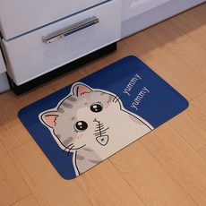 POSIELLA 可水洗軟式珪藻土可愛地墊, 貪吃貓, 1個