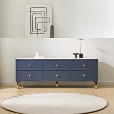 가구의정석 디올 대리석 2단 거실장 방문설치, 네이비