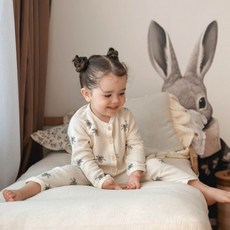 兒童北歐風紗布棉家居服睡衣上衣+下身套裝