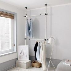 리빙해피 기둥식 행거 2단 25파이, 아이보리함마톤