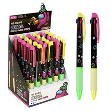 Feelbox Among Us 滑順3色原子筆 0.7mm x 2款 x 15入組, 01 萊姆綠, 02 黃色, 1套