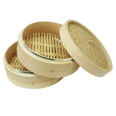 雙層竹編蒸籠, 1個, 25厘米