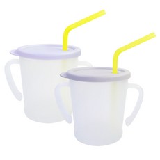 AGAFURA 嬰幼兒用 New Magic 吸管杯, 灰色 + 紫色, 300ml, 2個