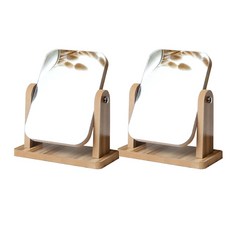 abm 木質方形桌上鏡 L 2入, 棕色