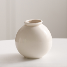 恩熙魔法 迷你月亮罐風格亮光陶瓷花瓶, 奶油米色