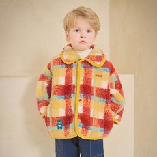 mollimelli 兒童繽紛糖果格紋羊羔毛外套