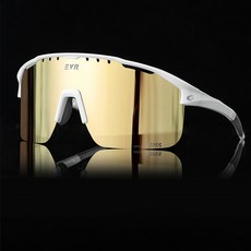 EVR 蔡司 跑步 自行車 高爾夫 登山 運動太陽眼鏡 CS2517, 白色鏡框金色鏡片, 1個