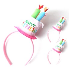 PARTYHAE 生日蛋糕帽髮箍, 粉紅色, 3個