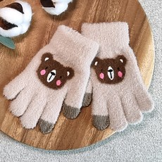 Woojooi 孩童動物圖案可觸控式手套