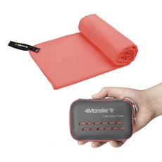 超細纖維毛巾 登山 游泳毛巾 旅行 運動 濕式 乾式 含EVA收納盒 超細纖維 多用途毛巾 中號, 印度珊瑚色, 1個