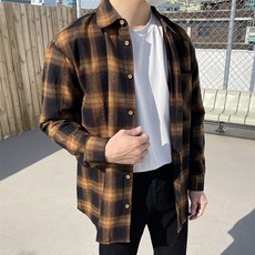 Raymon 男款蘭布蘭蜜桃絨格紋襯衫