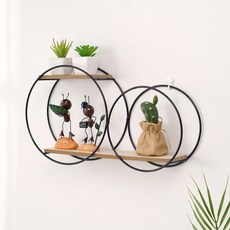 TCR 室內設計雙圓壁掛架, 黑色