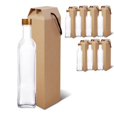 mir 透明方形玻璃瓶 FN500S 螺旋蓋+ 禮物盒組, 500ml, 8件