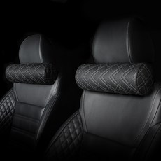 detailing Woven Block 高級頸枕, 黑色(靠墊) + 灰色(線), 2個