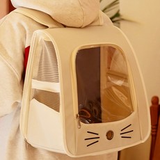 PASTEL PET 寵物翹鬍子後背式外出包, 1個, 象牙白