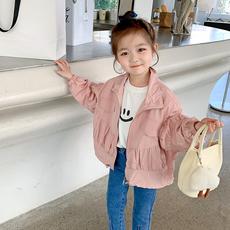 歐蘭吉達蒙 女童中長荷葉邊口袋拉鍊外套