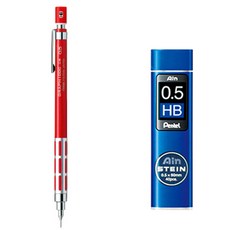 Pentel 飛龍文具 Graph 自動鉛筆 1000 CS PG1005CS-B + Ain Stein 自動鉛筆芯 HB 套組, 0.5mm, 1套