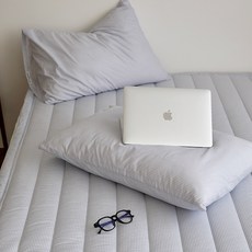 maatila French Mansion 60支紗純棉固定鬆緊帶床墊, 灰藍色