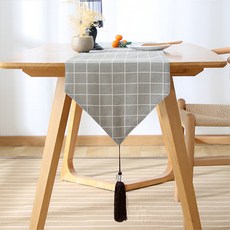 清新溫馨居家咖啡廳風格桌旗, 灰色格紋, 寬33cm x 長80cm